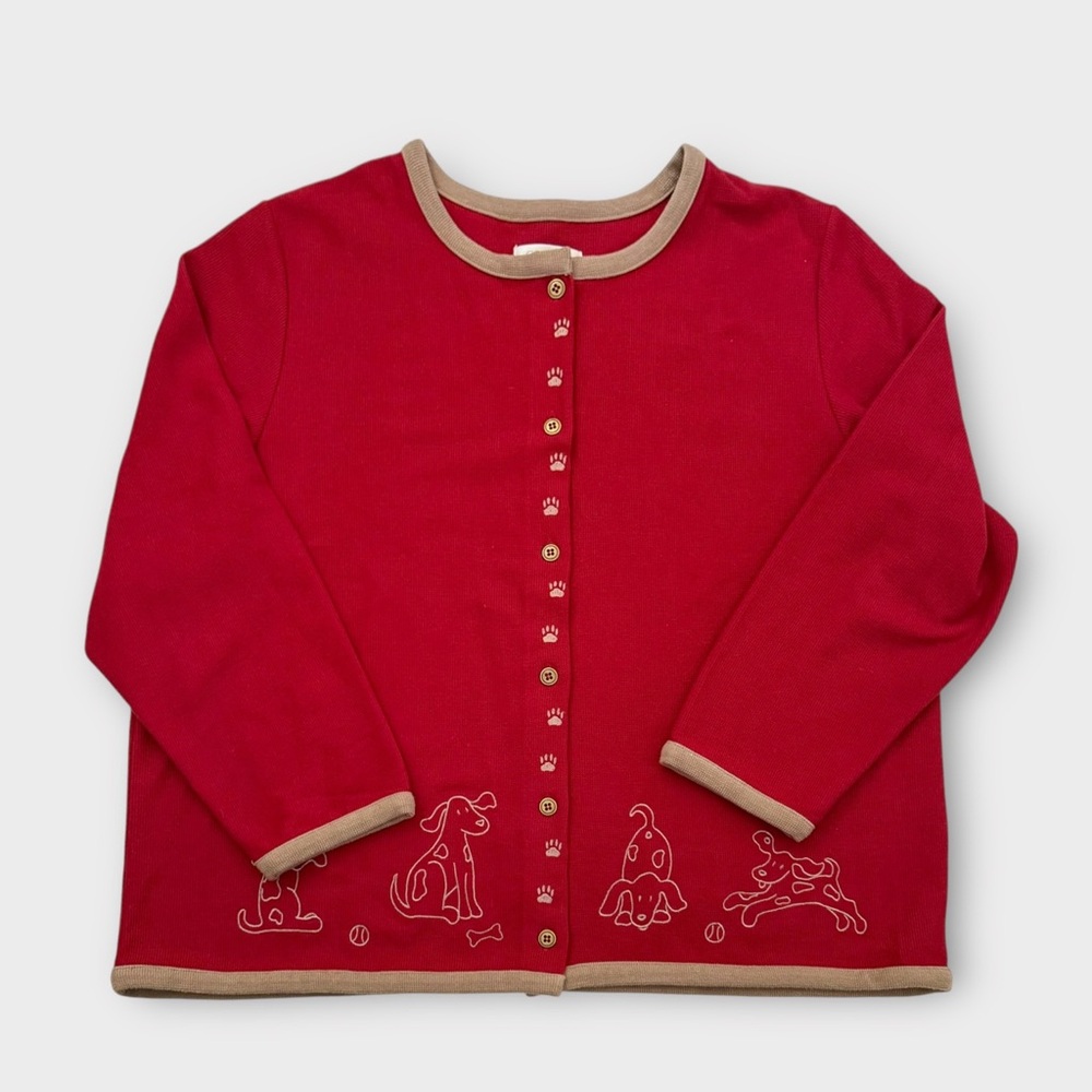 Vintage 90s Dog Embroidered Cardigan